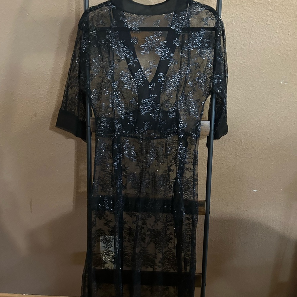 Twelfth Street by Cynthia Vincent Black Lace Robe